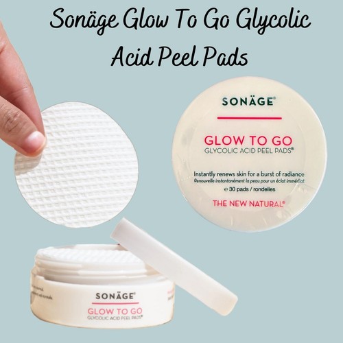 Sonage Glow To Go Glycolic Acid Peel Pads 30 Pads Pack Exfoliate Brighten Glow - Picture 2 of 6
