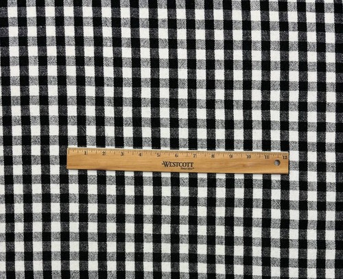 P KAUFMANN LOGAN CHECK DOMINO BLACK WOVEN LINEN MULTIUSE FABRIC BY YARD 54"W - Picture 2 of 6