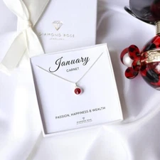 12 Monthes Birthstone Necklace Charms Dangle Crystal Round Necklace Fashion Gift