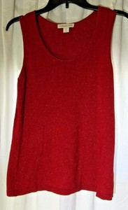 Coldwater-Creek-Red-sparkle-tank-top-women-039-s-Size-Med-Christmas-holiday