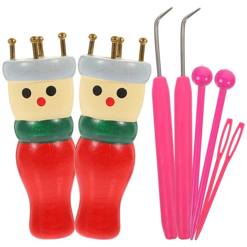Spool Knitting Doll Wooden Knitting Tool Crochet Toy Knit Spool Loom Set Hooks - Picture 3 of 12
