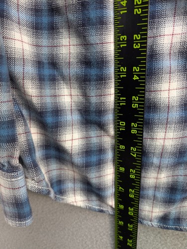 Eddie Bauer Men's L Tall Classic Fit Button Up Flannel Shirt Blue Plaid Preppy - Picture 8 of 12
