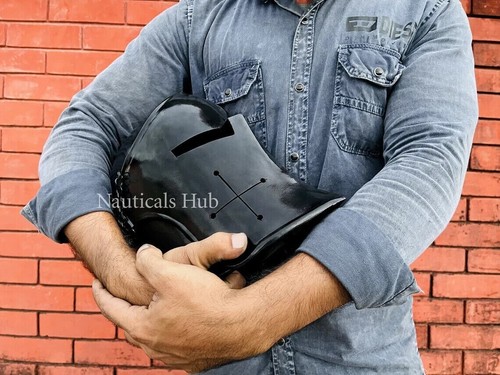 Mittelalter Rüstungshelm Handarbeit Barbuta schwarz Rüstung Helm - Bild 1 von 6