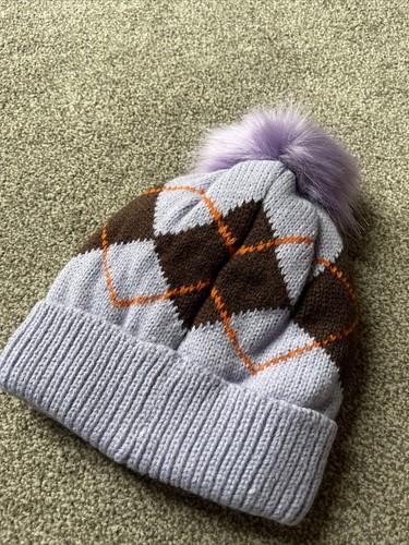 Next Girls Purple Diamond Retro Style Bobble Hat 14-16 Years - Picture 5 of 5