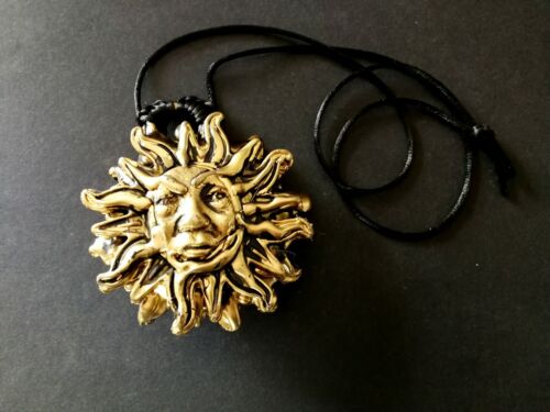 sun pendant black gold talisman amulet necklace wicca pagan collectibles jewelry - Picture 2 of 24