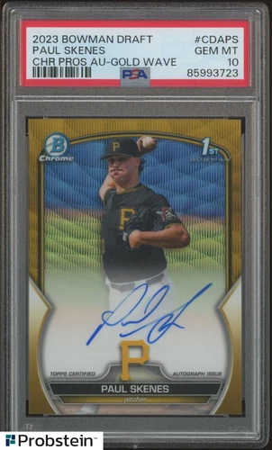 2023 Bowman Chrome Gold Wave Refractor Paul Skenes RC Rookie AUTO 48/50 PSA 10