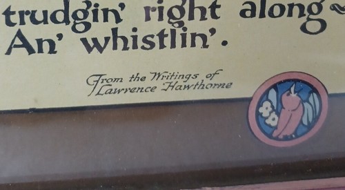 Stampa motto Art Decò "Just Whistlin" Lawrence Hawthorne, cornice originale - Foto 2 di 5