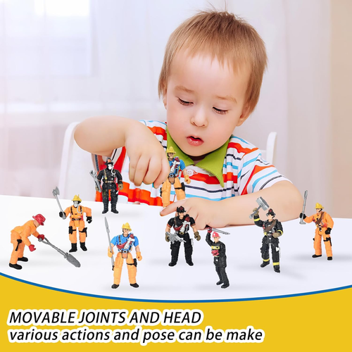 8 Stück Feuerwehr Action Figuren, Feuerwehrmann Spielzeug für 3 4 5 6 7+ jährige Jungen, - Bild 2 von 12