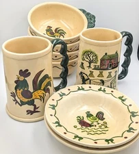 Vintage Metlox Poppytrail California Pottery Grandmugs Soup Bowls Desert Fruit