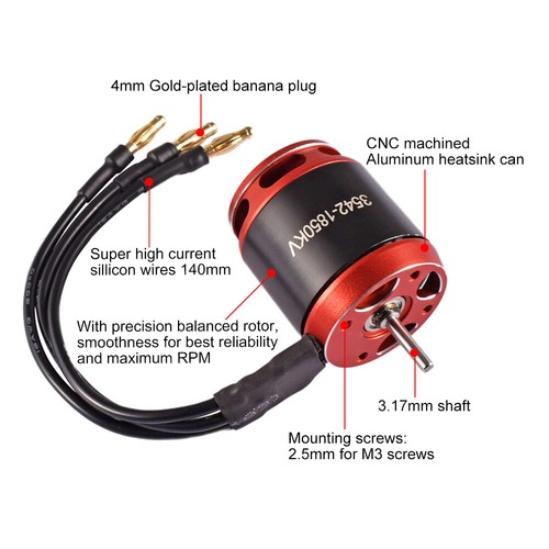 Motor Outrunner 9IMOD AM32 2-6S 80A sin escobillas ESC 3542 para coche sobre orugas de radiocontrol de 1/10 - Imagen 7 de 24
