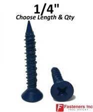 1/4" Flat Head Concrete Masonry Tapcon Anchor Screw (Choose Length & Qty)