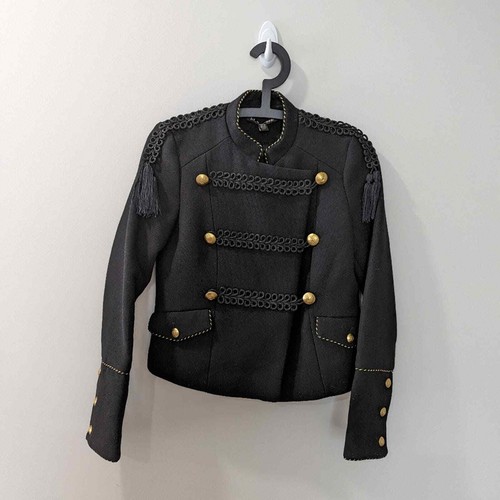 ZARA Black Military Jacket Wool Blend - Picture 2 of 8