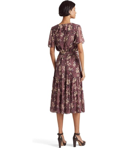 Lauren Ralph Lauren Petite Floral A Line Dress Purple Multi Size 12 P 12P New - Picture 4 of 4