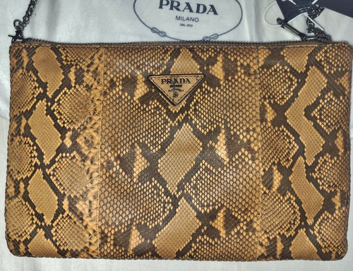 PRADA ~ NEW Big clutch tan Real snakeskin bag ~ 100% AUTHENTIC RRP: 3K - Picture 12 of 20