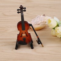 Dollhouse Miniature Wooden Violin With Stand Music Musical Instrument Toy Dollhouse Miniature Wooden Violin With Stand Music Musical Instrument Toy
