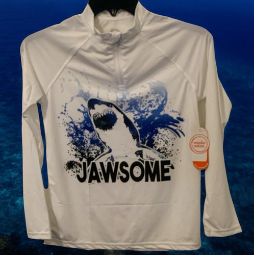 Wonder Nation Boys 1/4 Zip T Shirt Shark Graphic Jawsome Size L/G 10-12 - Picture 2 of 12