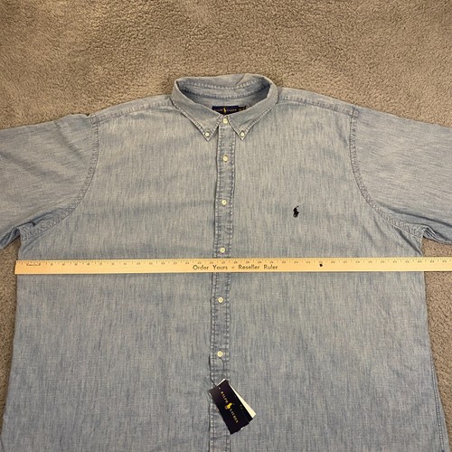 Ralph Lauren Shirt 4XLT Big & Tall Chambray Button Down Short Sleeve Denim NEW - Picture 8 of 10