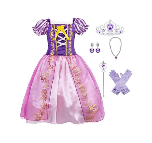 Buscarna Vestito Principessa Bambina Regina Costume Cosplay Vestire con Accessori - Foto 2 di 45