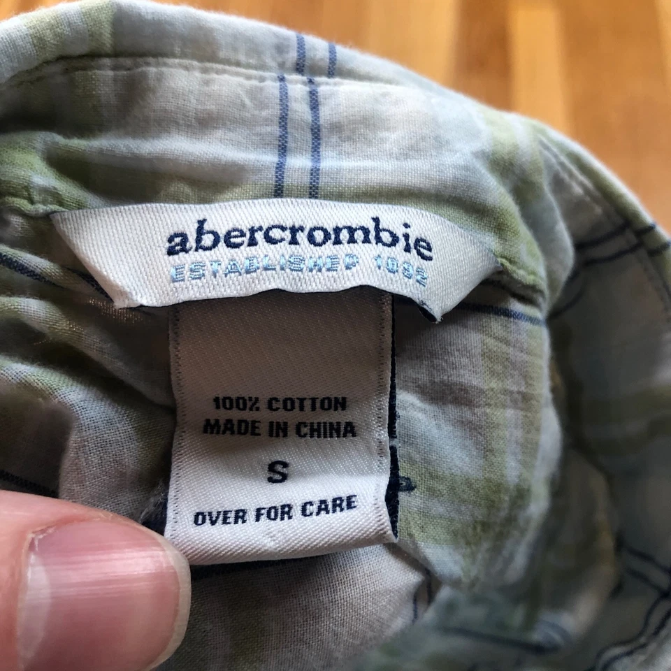 Camisa Abercrombie Franela Niñas Pequeña Manga Larga Abotonada Verde Top Algodón Foto 3 de 4