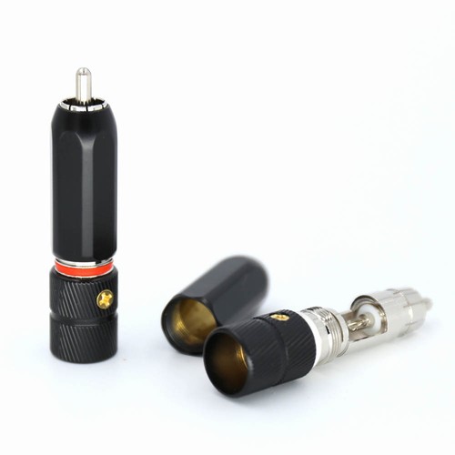 4x Locking Rhodium Plated RCA Plug 9mm Cable Phono Copper Connector HiFi - Picture 6 of 8