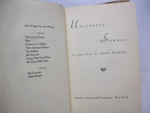 Unclouded Summer SIGNED by Alec Waugh 1948 Farrar Straus & Co First US Edition - Picture 3 of 10