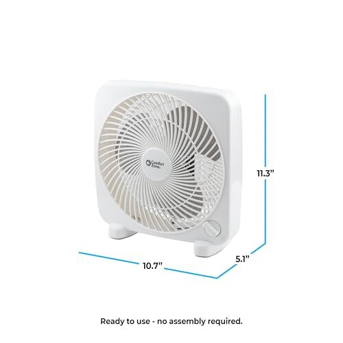 9 Inch White Portable Box Fan Quiet Cooling with 2 Speed Settings - Picture 3 of 11