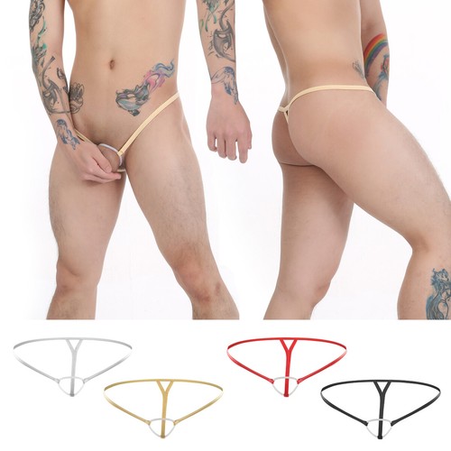 Men Silicone Ring Thong TSexy G-string T-back Thong Mini Underwear anga Bikini - Afbeelding 1 van 16