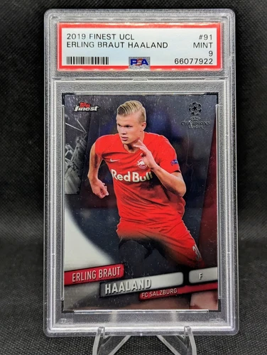 2019-20 Topps Finest UCL Erling Haaland Braut Card #91 PSA 9 MINT Rookie RC