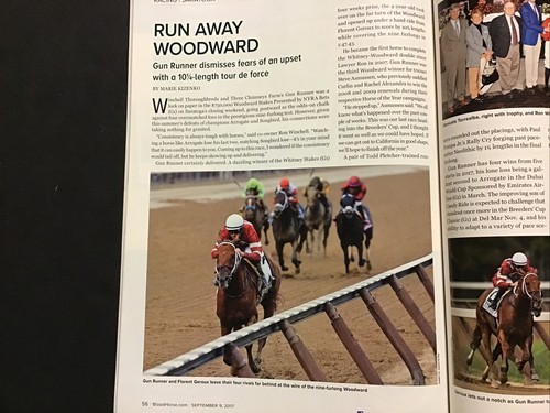 GUN RUNNER Blood Horse Magazine SEPTEMBER 2017 WOODWARD STAKES - Picture 2 of 8