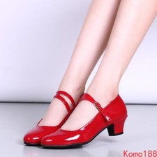 New Womens lady Ballroom Latin Chunky Heel soft sole Dancing comfy casual Shoes