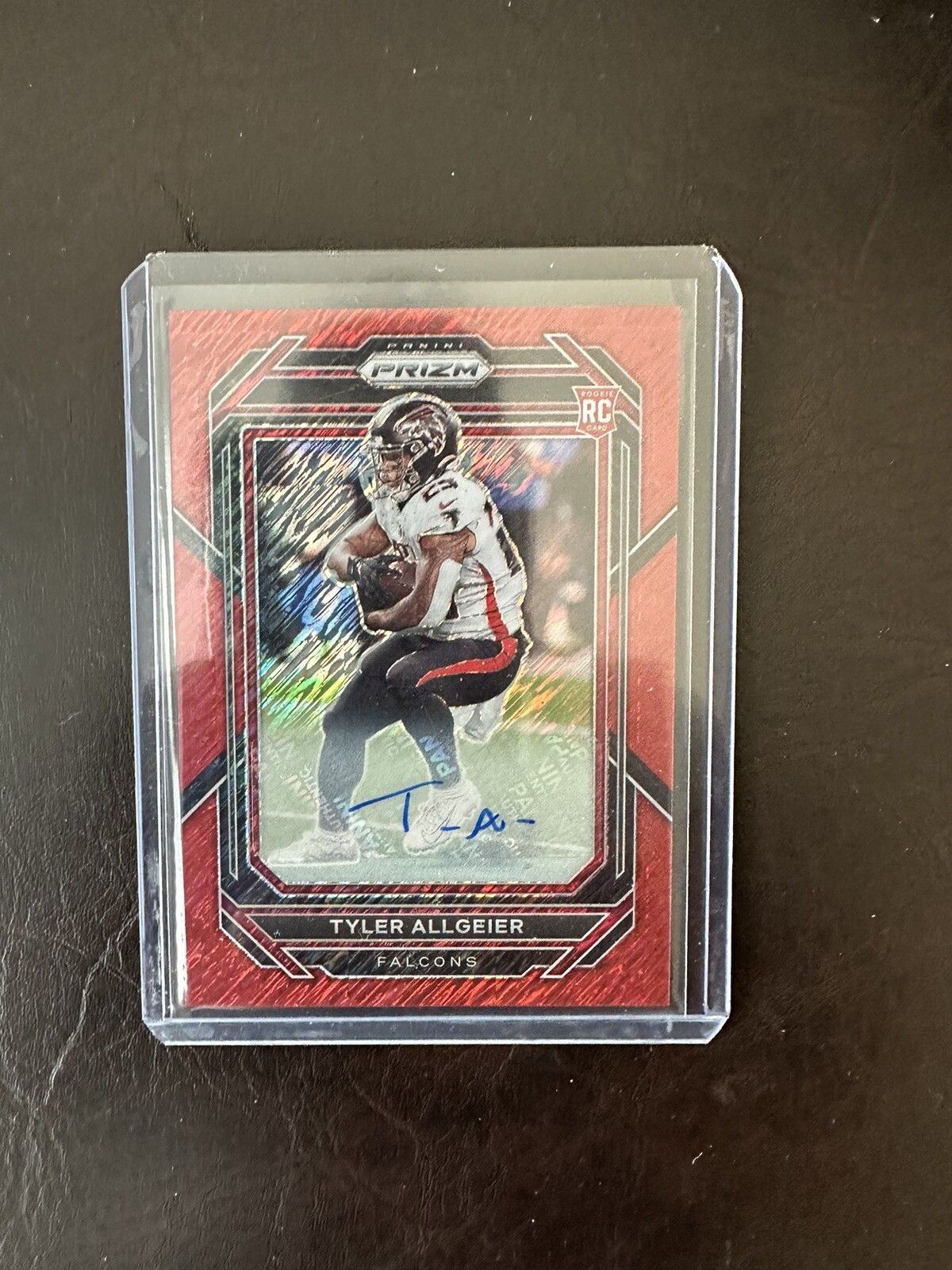 2022 Panini Prizm Tyler Allgeier #344 RC Rookie FOTL Red Shimmer Auto /35 C1B