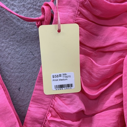 NWT Entro Women's Size M Pink V-Neck Crinkle Ruffle Boho Short Sleeve Shirt Top - Picture 7 of 9