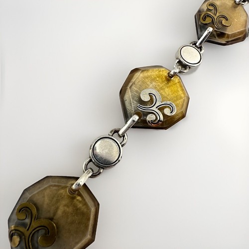 Brighton Shell Silver Plated Lightweight Links Resin Faceted 7.25” Bracelet - Picture 6 of 7