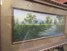 Original Painting by Maria Thompson Landscape with Ornate Wood Frame