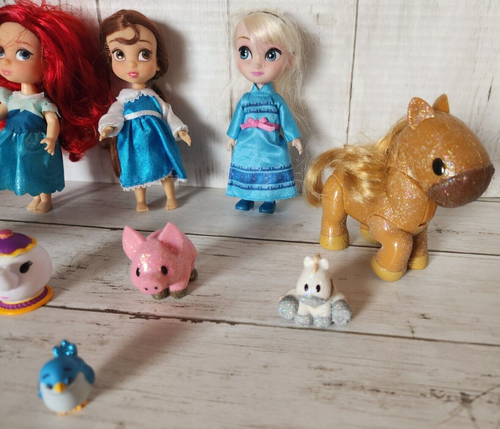 Lotto 5in Disney Animator Collection Belle Ariel Elsa Sidekicks Cavallo Pecora Maiale - Foto 7 di 9