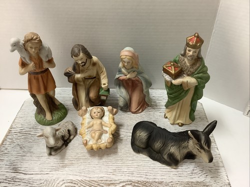 Vintage HOMCO 7 Pc Nativity Set #5216 Complete Christmas Holiday Decorations - Bild 2 von 5
