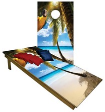 CORNHOLE BEANBAG TOSS GAME Beach Paradise w Bags Game Boards Digital Set