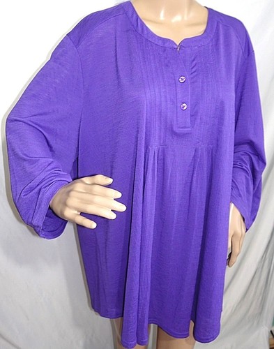 N Touch Women Plus Size 1x 2x 3x Elegant Purple Solid Tunic Top Blouse Shirt  - Bild 3 von 14