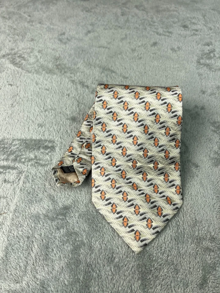 Corbata Enrico Venturi Cravatte Hecha en Italia 100% Seda Beige Ancho Clásico Foto 3 de 4