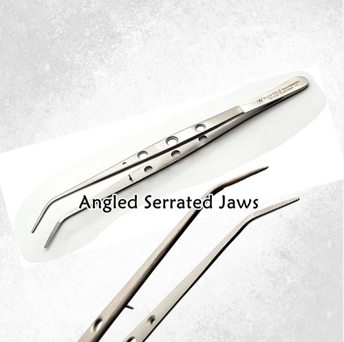 6" Surgical Dental Tweezers CVR Serrated Precision Tips Cotton Placing Removing - Picture 3 of 3
