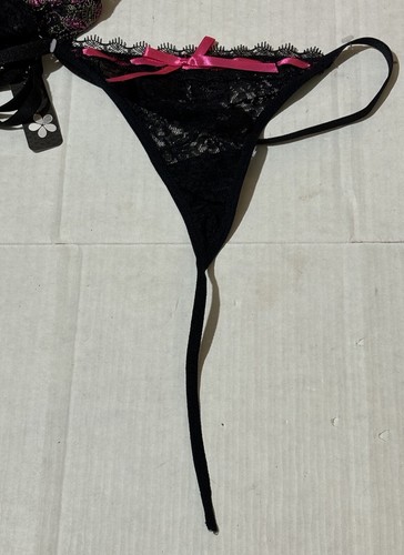 NWT Madison Intimates 2 Piece Nightgown With G String Black Lingerie Size L - Picture 6 of 10