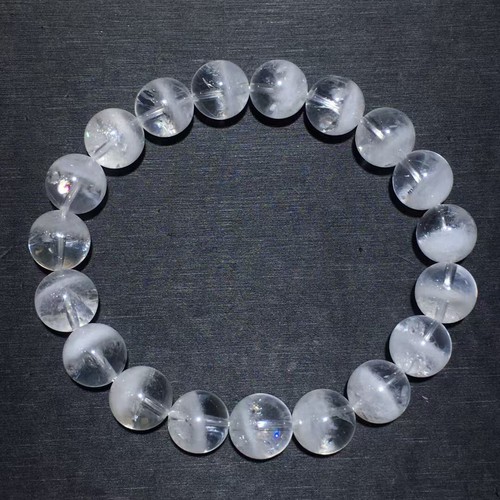 10.5mm Natural Quartz White Phantom Crystal Gems Round Beads Bracelet - Picture 6 of 9