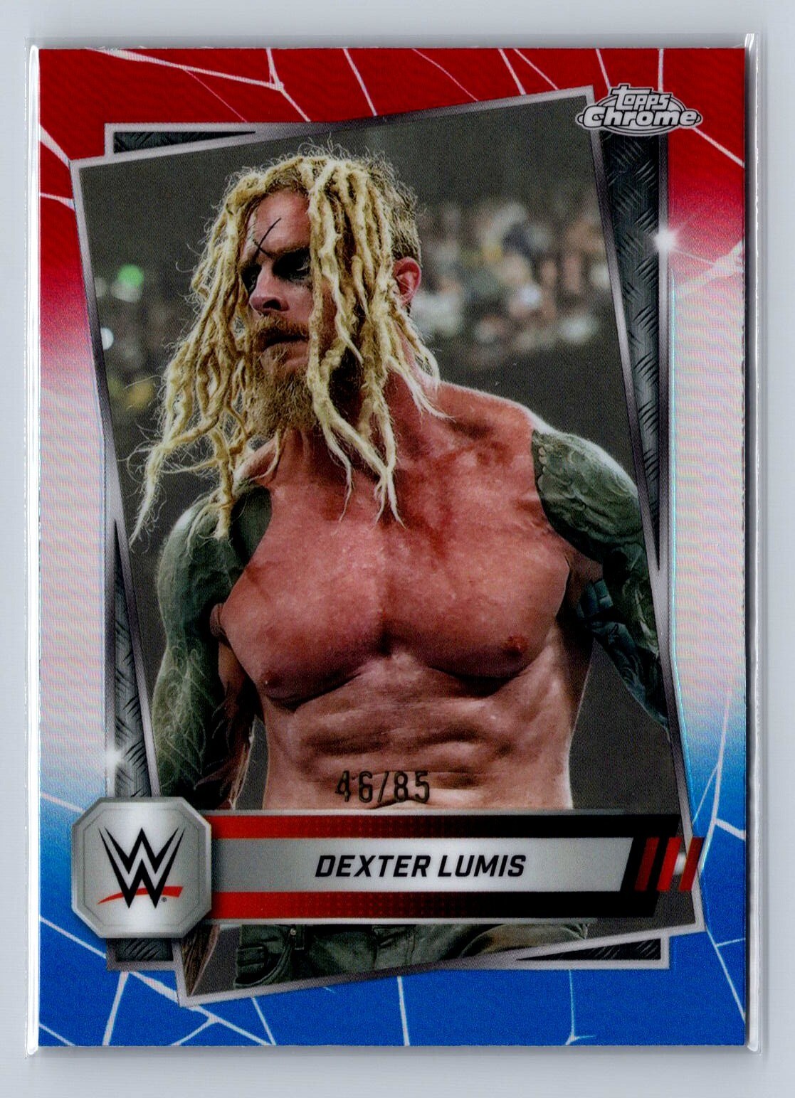 2025 Topps Chrome WWE #40 Dexter Lumis Red White & Blue Refractor (46/85)