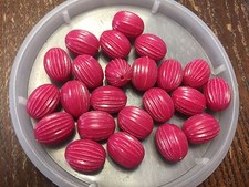 Vintage German Deep Berry Lined Fluted Lined Chubby Oval Lucite Bead Lot