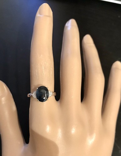 Anillo de diamantes de oro blanco liso de 14 K zafiro natural 2,41 CTW - Imagen 12 de 12