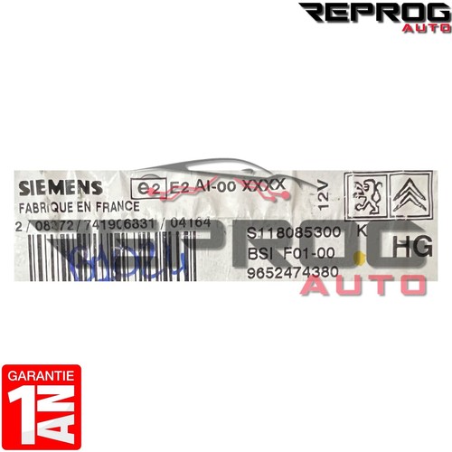 BSI VIERGE CITROEN C2 C3 F01-00 9652474380 SIEMENS S118085300K 1650882080 - Picture 2 of 6