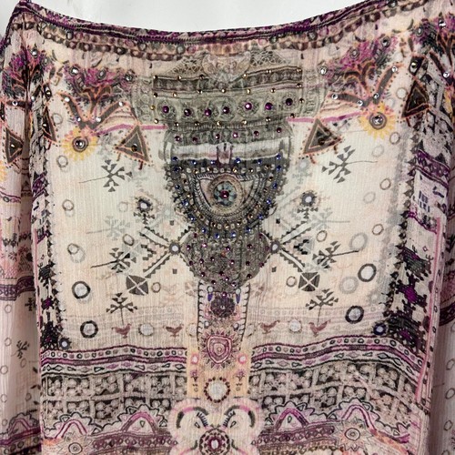Camilla Revolve top small on the road print sheer Swarovski elegant boho - Picture 9 of 17