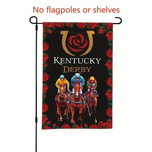 KENTUCKY DERBY GARDEN FLAG YOUR CHOICE CHECKERED OR RUN FOR THE ROSES - Picture 5 of 5