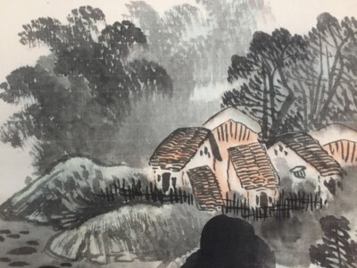 J1833 Japanese Vintage Hanging Scroll KAKEJIKU Hand Paint