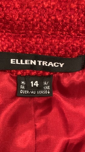 Ellen Tracy Red Open Front Red Jacket Size 14 - Picture 7 of 8